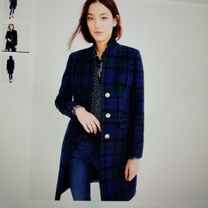 J.crew regent topcoat in black watch flannel